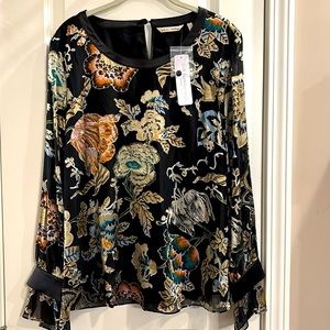 Soft Surroundings Deanna Blouse multi floral top  NWT Large